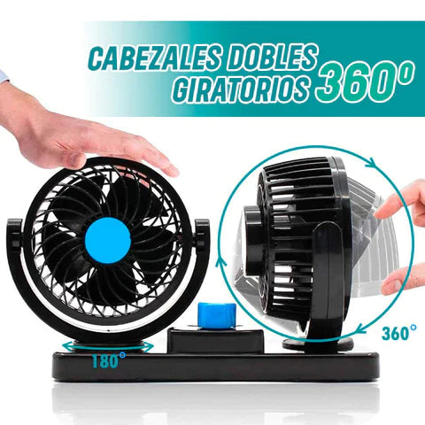 Ventilador Doble Giratorio 360° 12V Para Auto