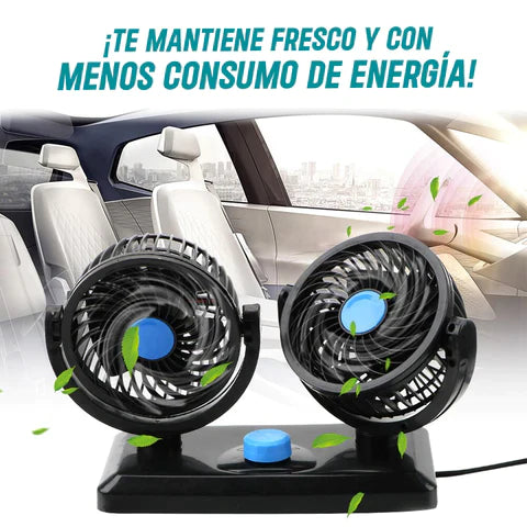 Ventilador Doble Giratorio 360° 12V Para Auto